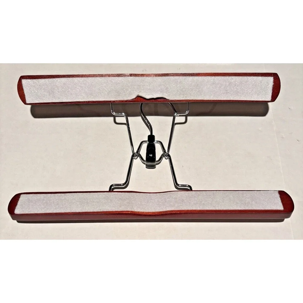 Vintage Lot Of 4 Wooden Hangers Lined Collectible For Pants Slacks Skirts 11”
